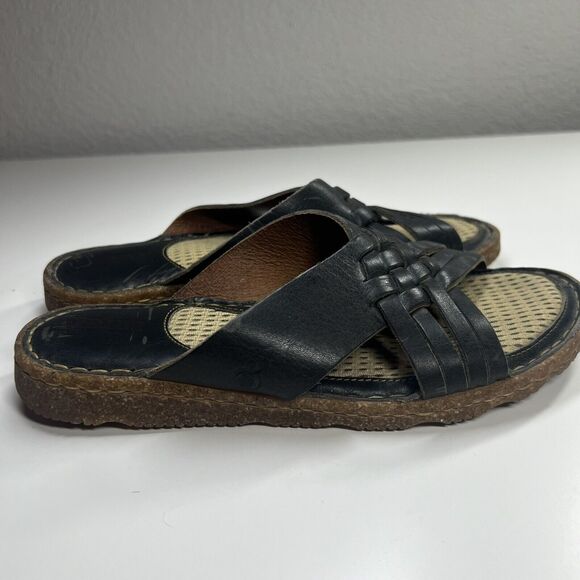 Born Brown Woven Leather Cushioned Slide Sandals US 7 M/W - Picture 2 of 10